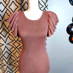 Say What? Midi ribbed baby pink dress. Size S